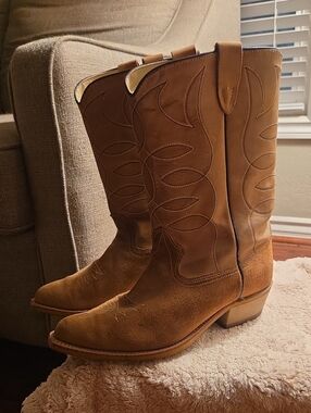 Texas Brand Brown Suede Western Cowboy Boots